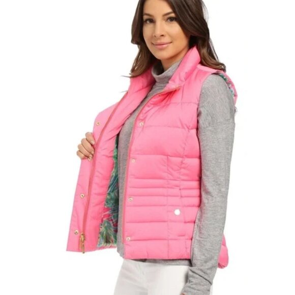 Lilly Pulitzer Pink Puffer Vest - Picture 2 of 8